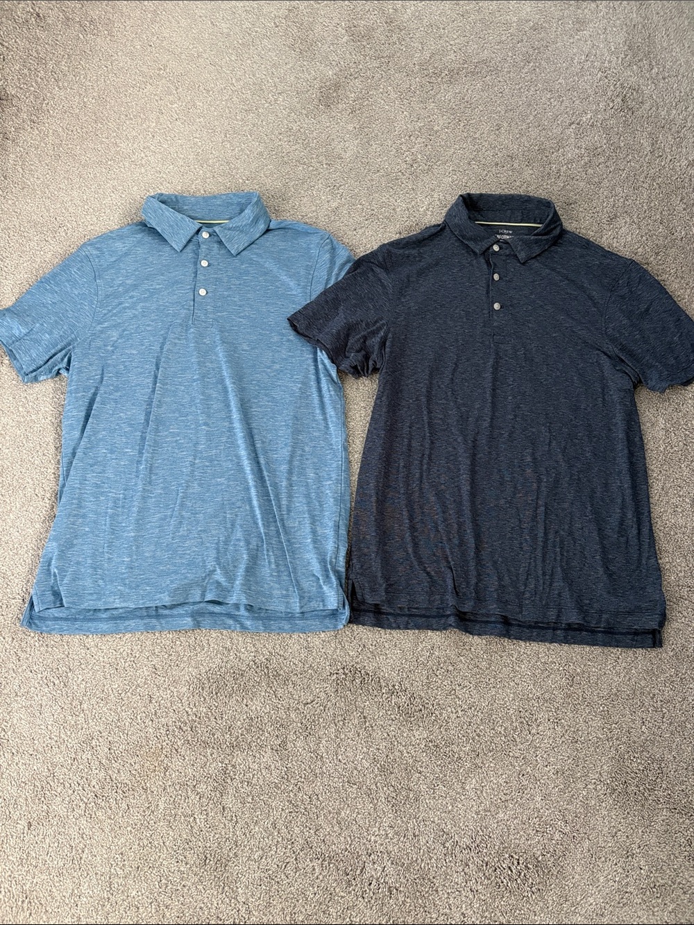 J. Crew Men's Performance Polo Shirt lot - Blue and Navy Medium like new